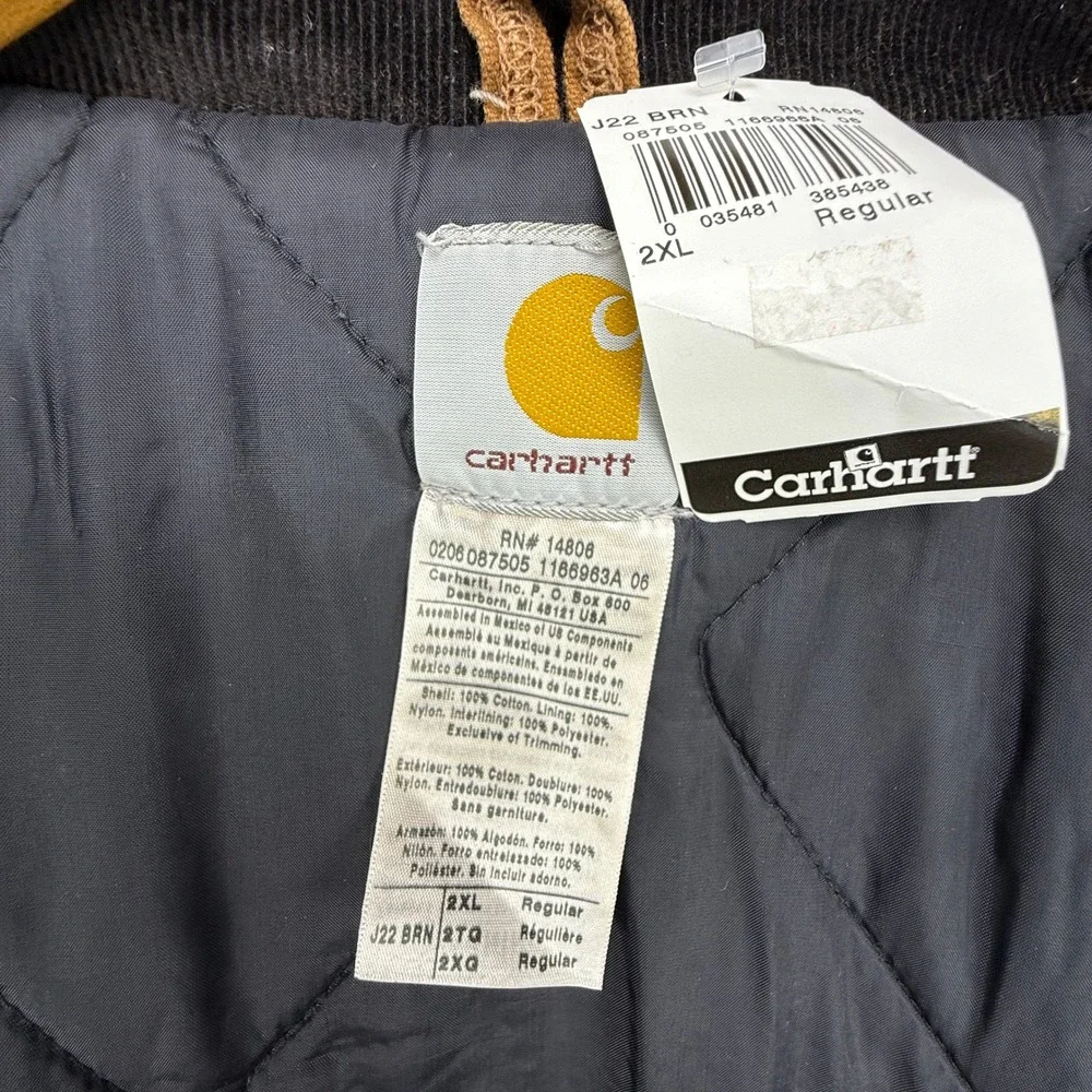 Carhartt Sandstone Jacket Arctic Quilt Lined Mens 2XL J22 BRN Brown NWT NOS